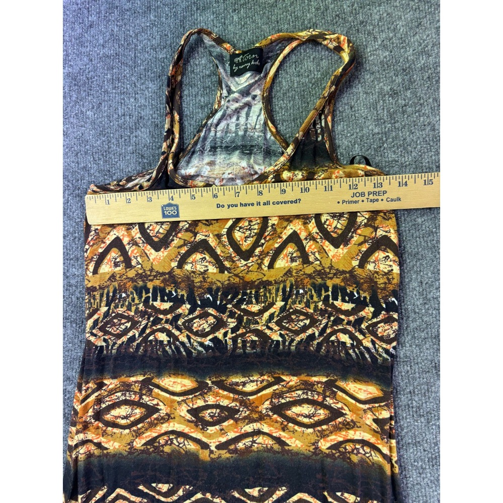Torn by Ronny Kobo Maxi Dress Womens Medium Gold Tribal Print Racerback Modal - Picture 3 of 8